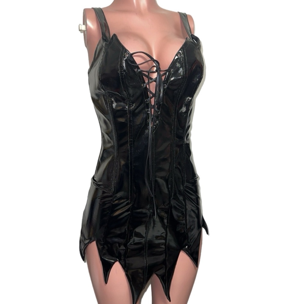 Trashy lingerie black shiny pvc costume dress